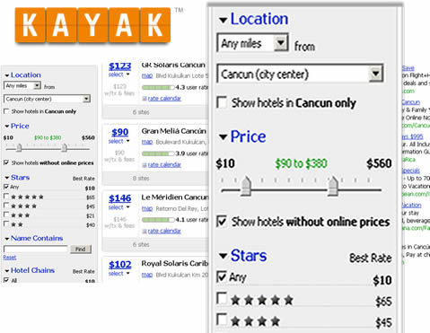 Kayak.com - interactive list Kayak.com - interactive list