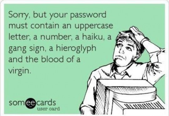 Odd password requirements.