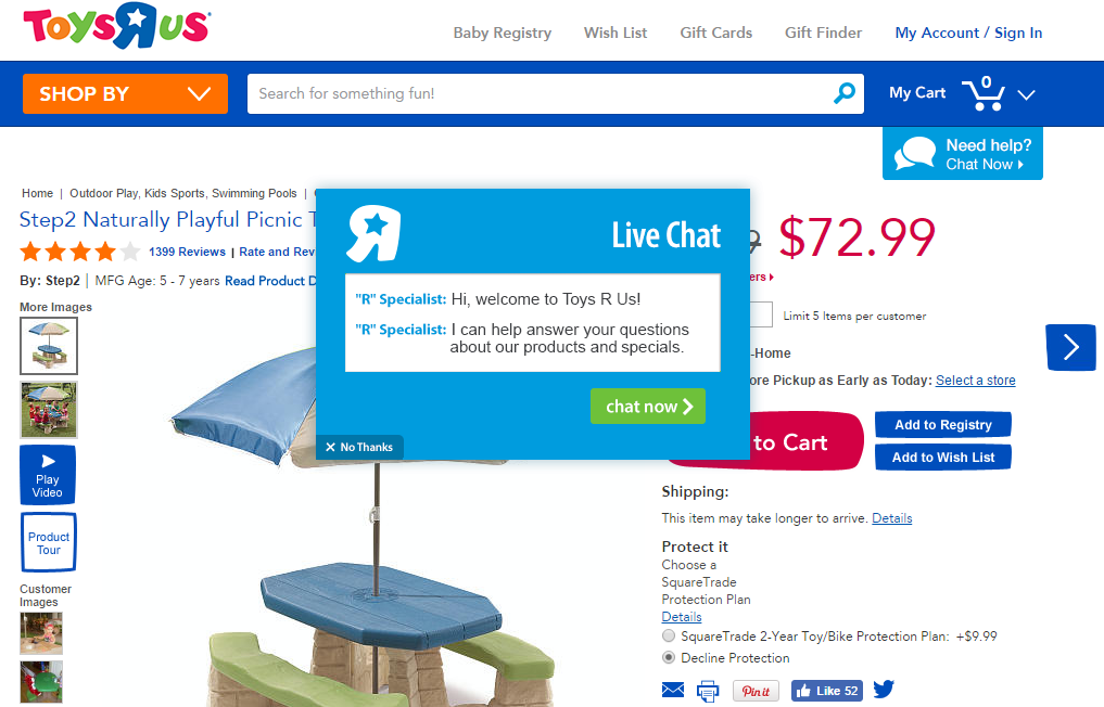 Live chat option