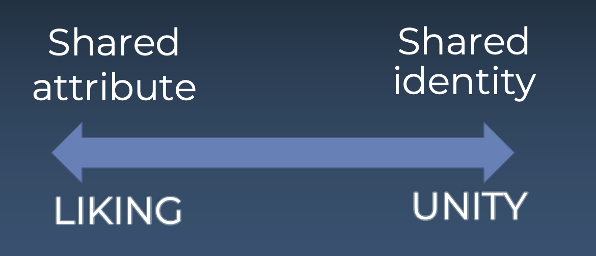 Liking & Shared Attribute on a continuum with Unity / Shared Identity