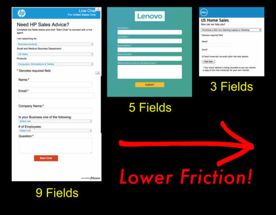 Chat form comparison