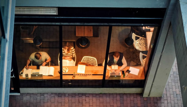 Working in a coffee shop