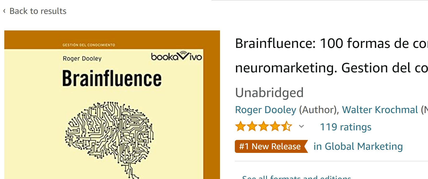 The Spanish Audible version of Brainfluence is #1 in Global Marketing