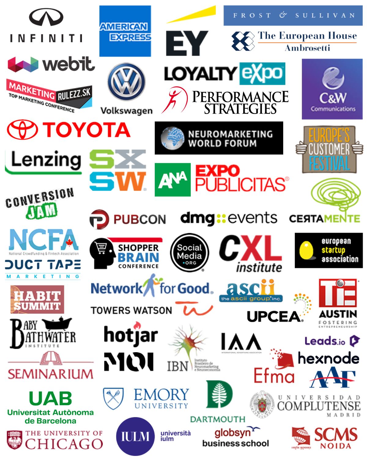 Roger Dooley keynote speaker logos from speaking engagements